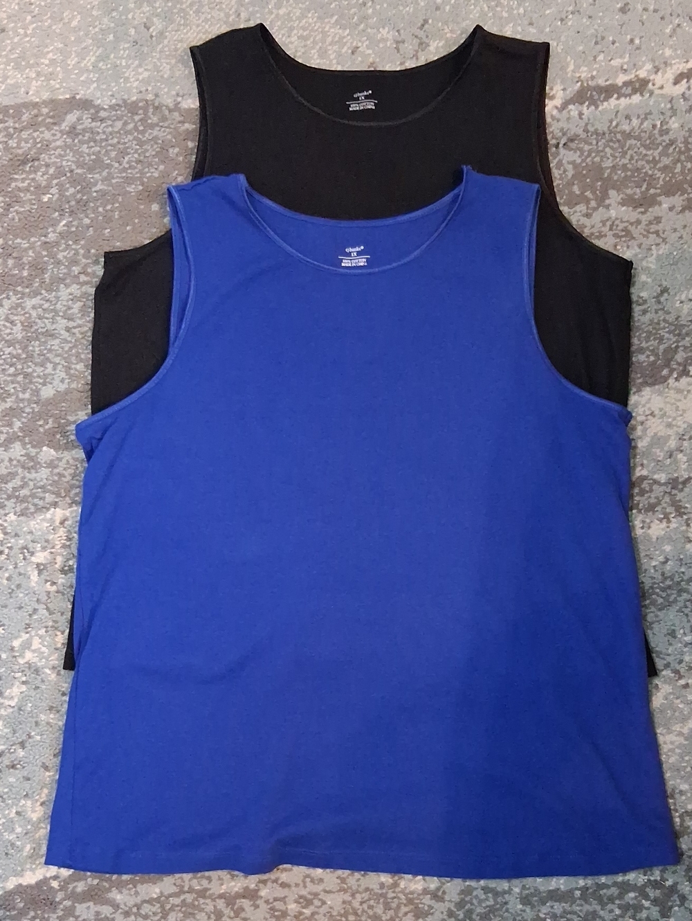 CJ Banks Women's Tank Tops - Royal Blue & Black 100% Cotton Never Worn